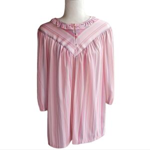 Vintage Tiger Lily Pink Striped Ruffle Peter Pan‎ Collar Blouse